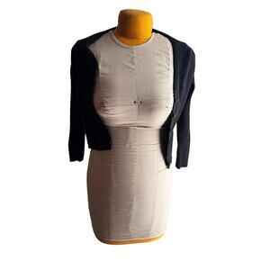 Cardigan L Petite Old Navy Black Ribbed Open Front Cropped